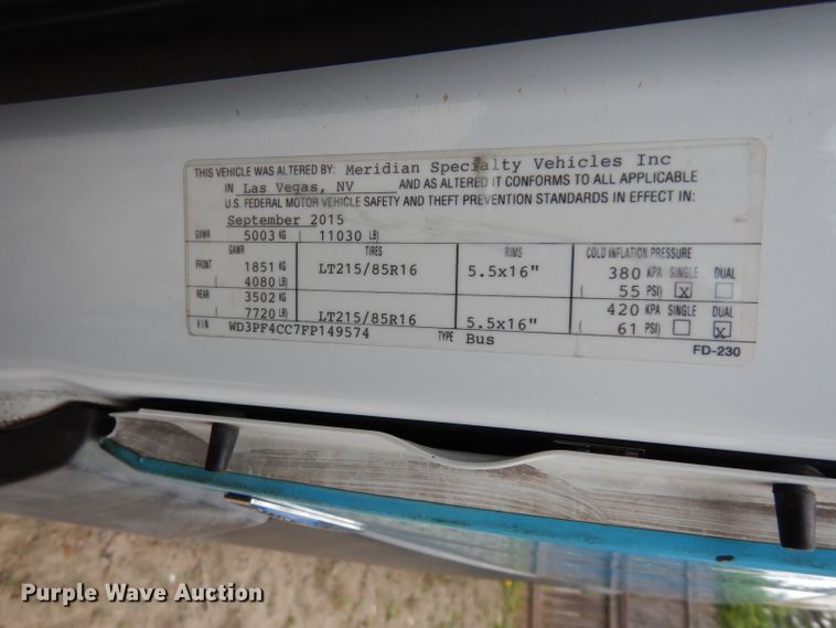 image for item DF4015 2015 Mercedes Benz Sprinter 3500  shuttle bus