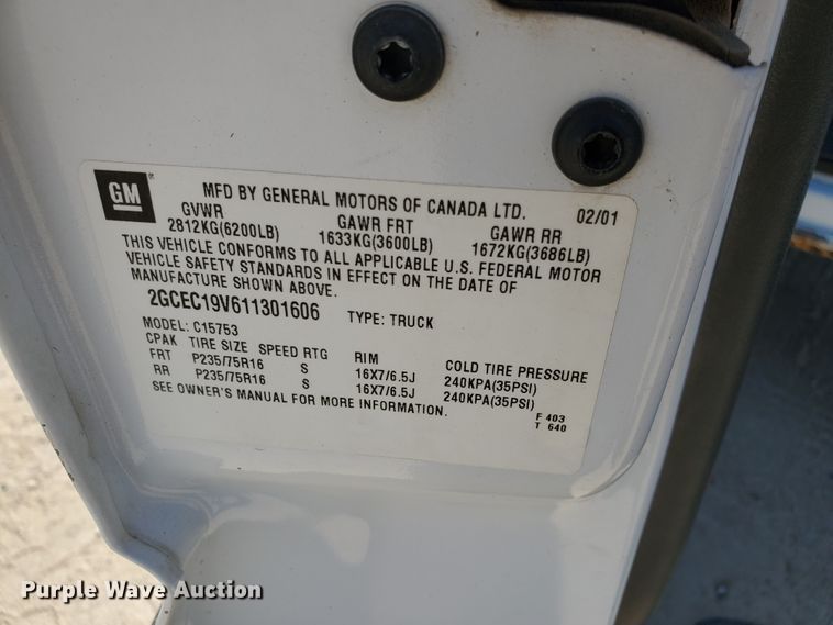 image for item DF5702 2001 Chevrolet Silverado 1500  Ext. Cab pickup truck