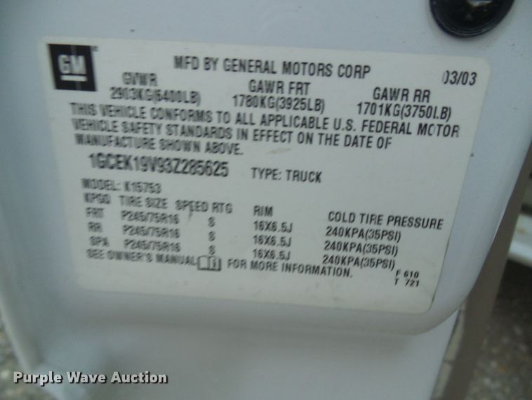 image for item DG2090 2003 Chevrolet Silverado 1500  Ext. Cab pickup truck