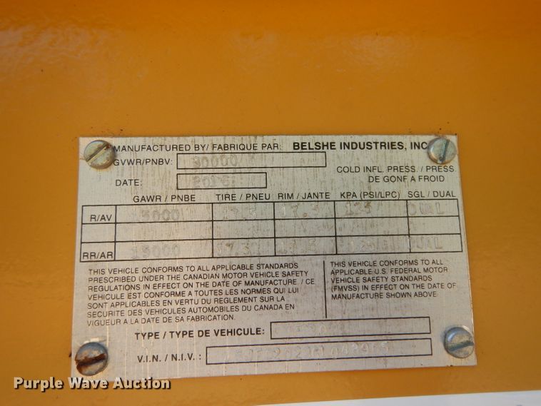 image for item DG6934 2016 Belshe equipment trailer