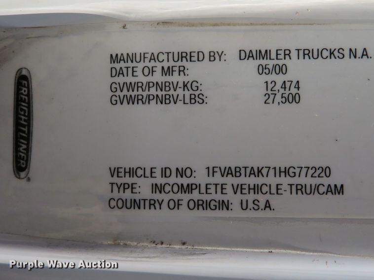 image for item DH1151 2001 Freightliner FL70  service truck