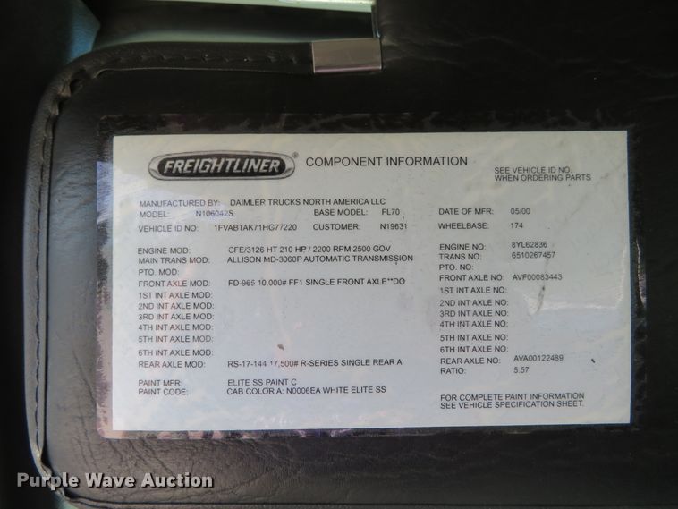 image for item DH1151 2001 Freightliner FL70  service truck