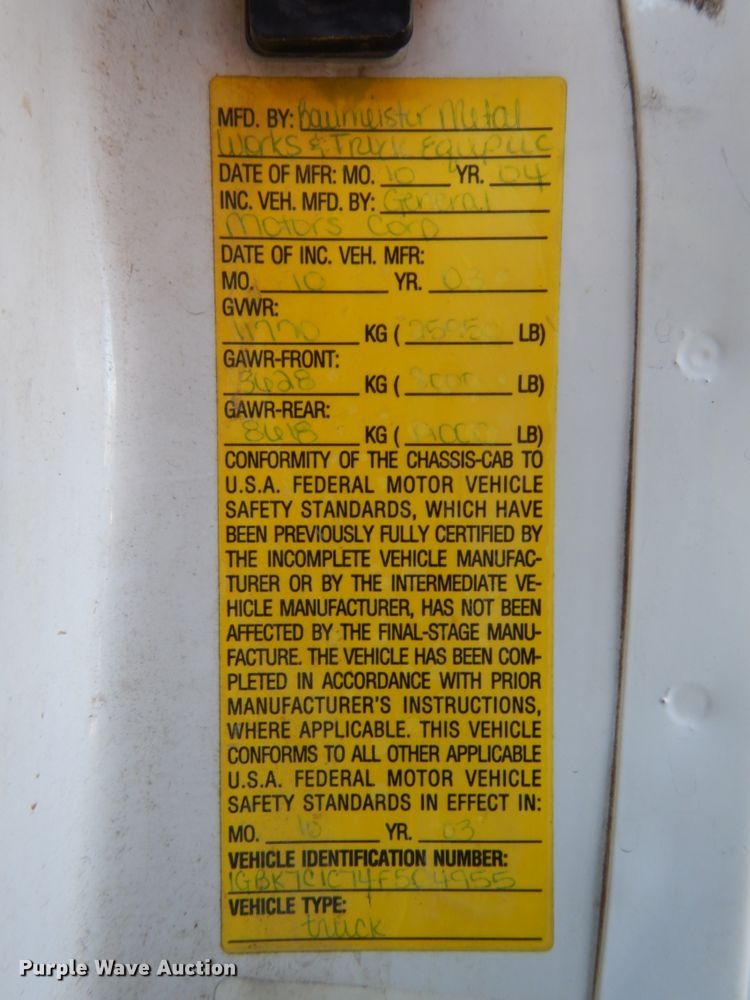 image for item DH6608 2004 GMC C7500  dump truck