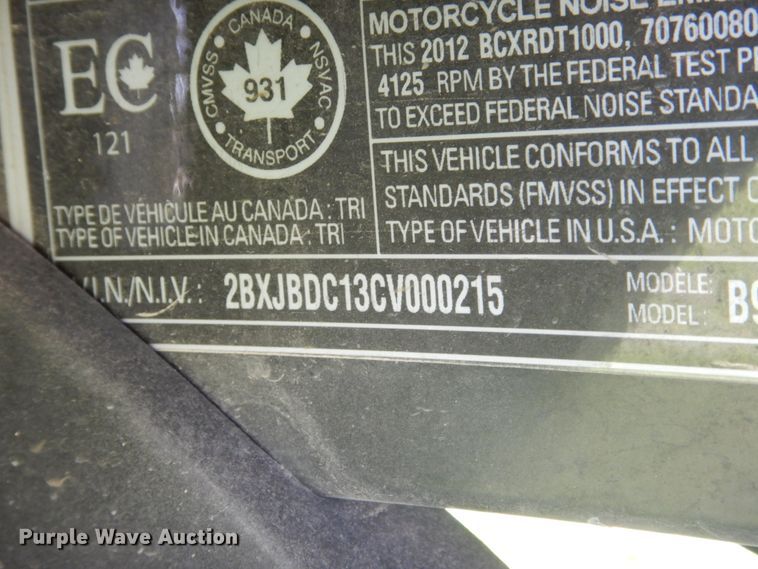 image for item FT9197 2012 Can-am Spyder RTT motorcycle