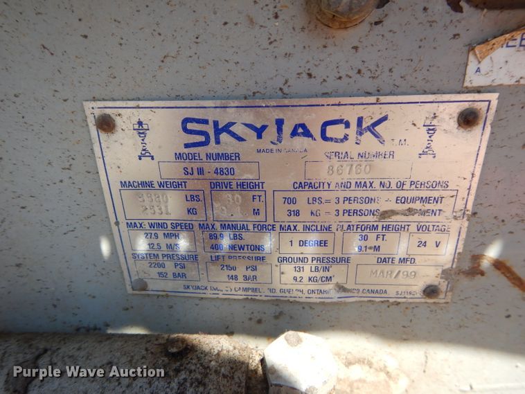 image for item FY9229 Skyjack SJIII 4830  scissor lift