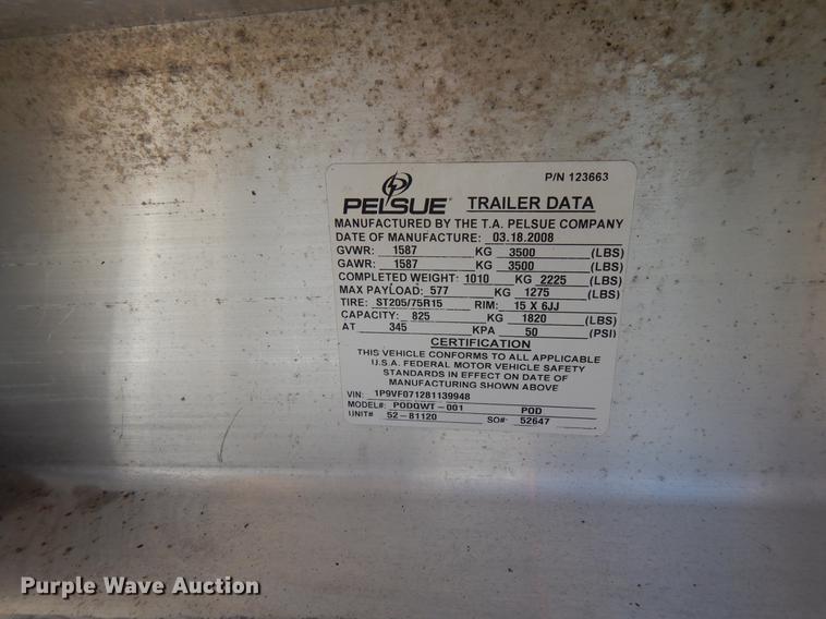 image for item GM9136 2008 Pelsue PODQWT-001 enclosed cargo trailer