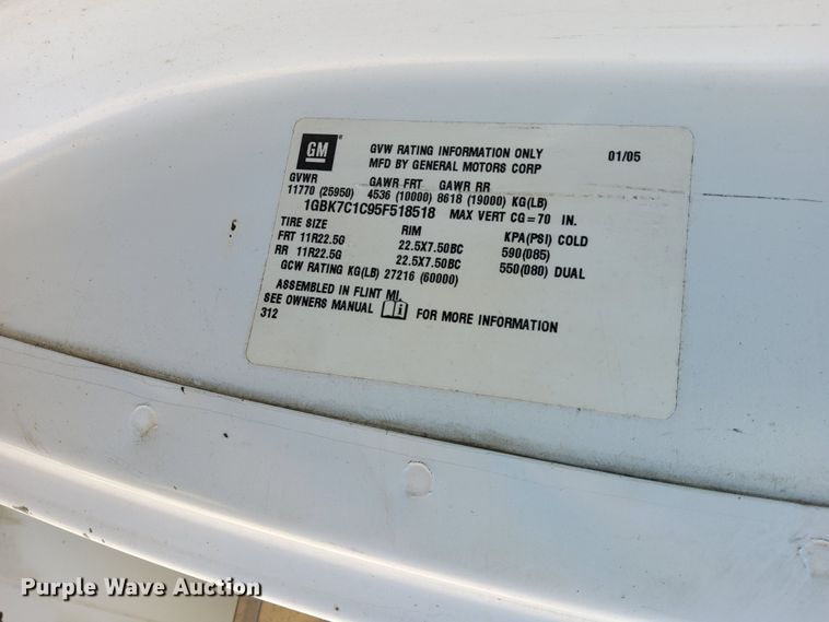 image for item GR9746 2005 Chevrolet C7500  service truck with crane