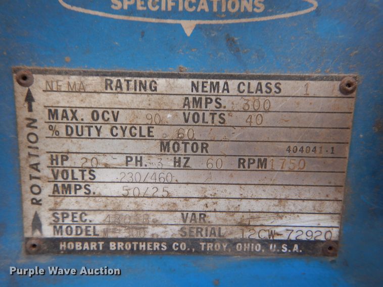 image for item GR9759 Hobart M300 AC/DC welder