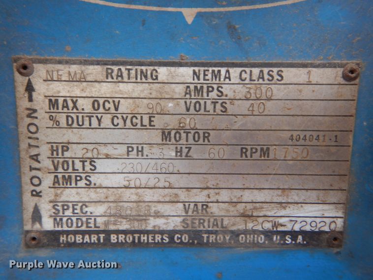 image for item GR9759 Hobart M300 AC/DC welder