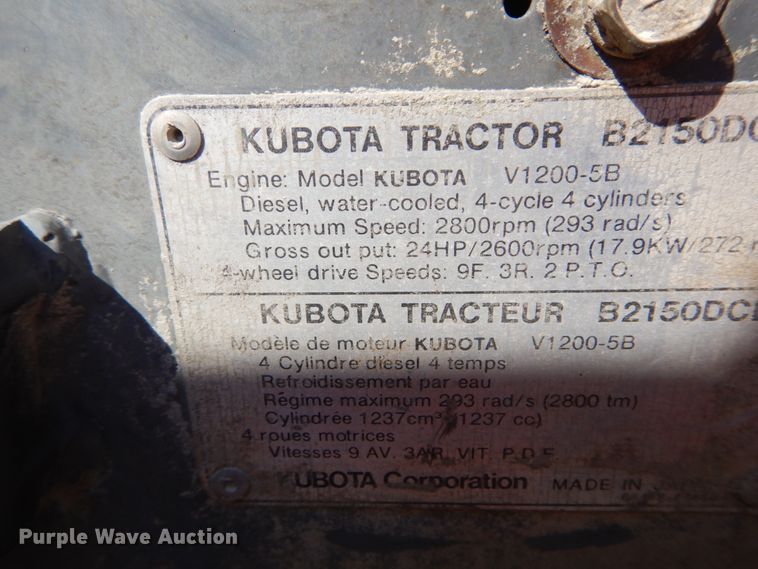 image for item GR9765 Kubota B2150  tractor