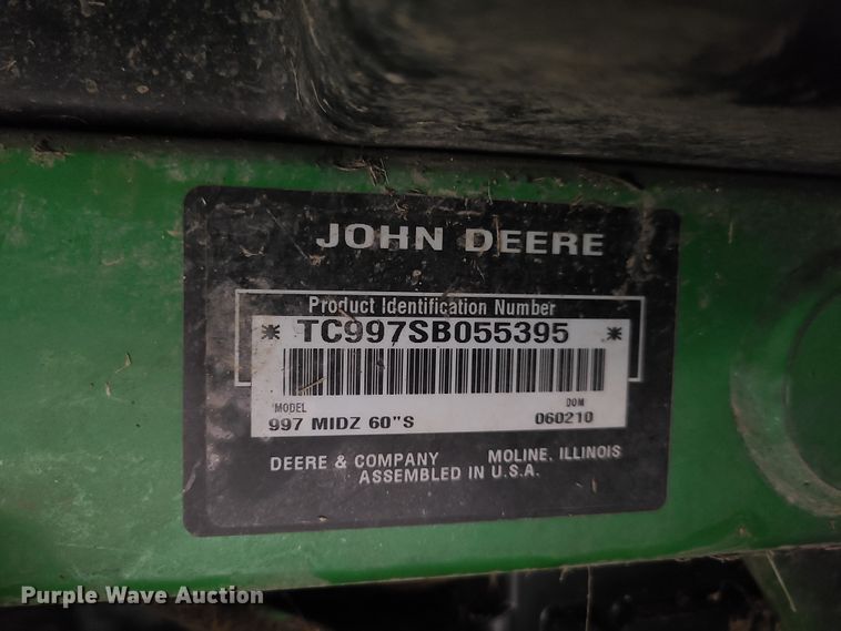 image for item GY9496 John Deere 997 ZTR lawn mower