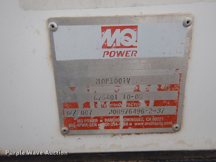 image for item HB9018 2007 MQ Power MQP100IV  generator