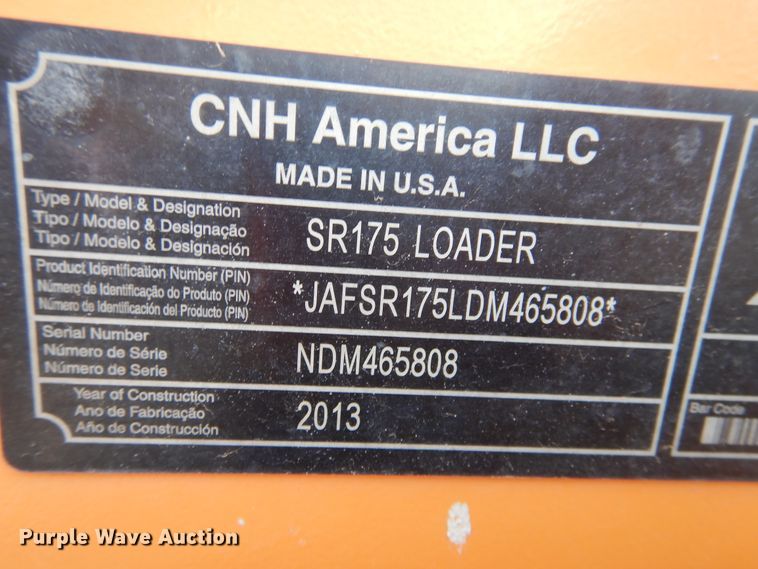 image for item HO9032 2013 Case SR175  skid steer loader