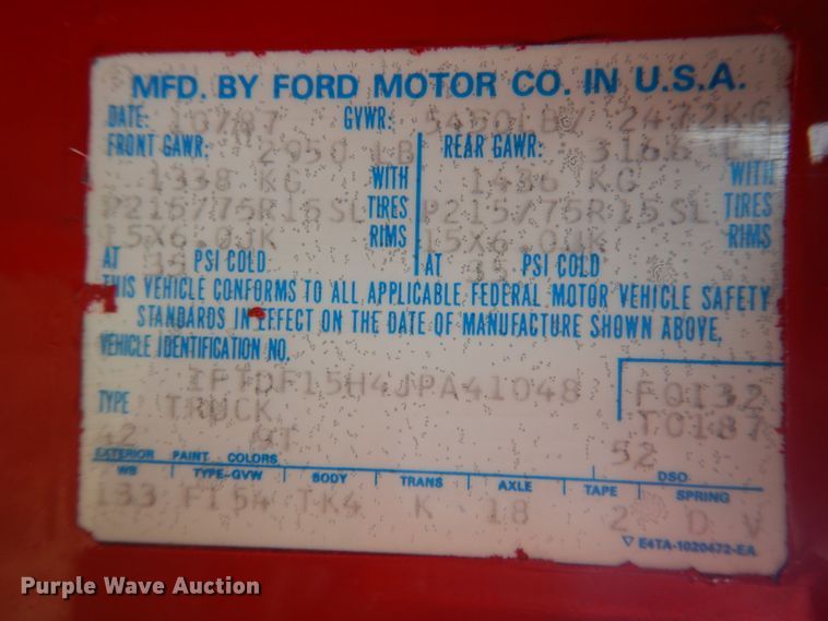 image for item HO9134 1988 Ford F150  pickup truck