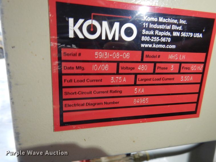 image for item HP9771 2006 Komo MHS LH CNC machine automated loader/unloader and outfeed table