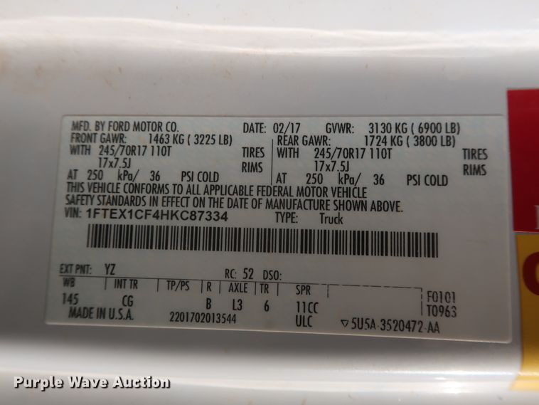 image for item HT9675 2017 Ford F150 XL  SuperCab pickup truck