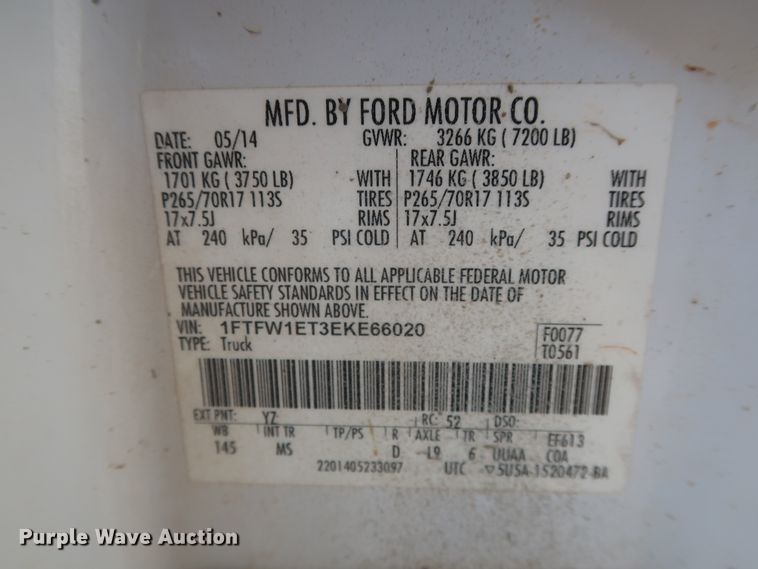 image for item HT9678 2014 Ford F150 XLT  SuperCrew pickup truck