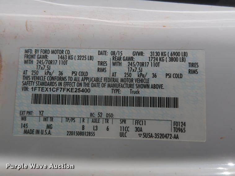 image for item HT9685 2015 Ford F150 XLT  SuperCab pickup truck