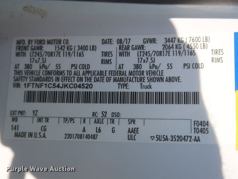 image for item HT9748 2018 Ford F150 XL  pickup truck