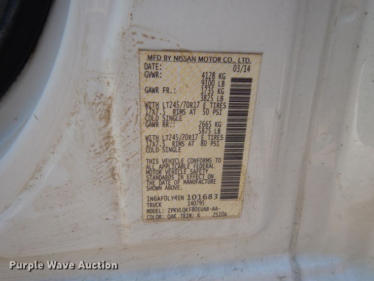 image for item DF5306 2014 Nissan NV2500  van