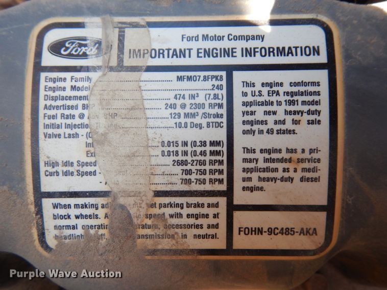 image for item DH6598 1989 Ford L8000  dump truck