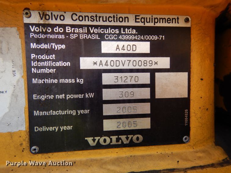 image for item DH6602 2006 Volvo A40D  haul truck