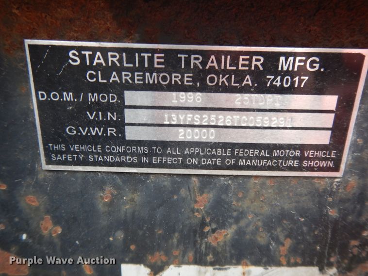 image for item DI7684 1996 Starlite 25TDPI equipment trailer