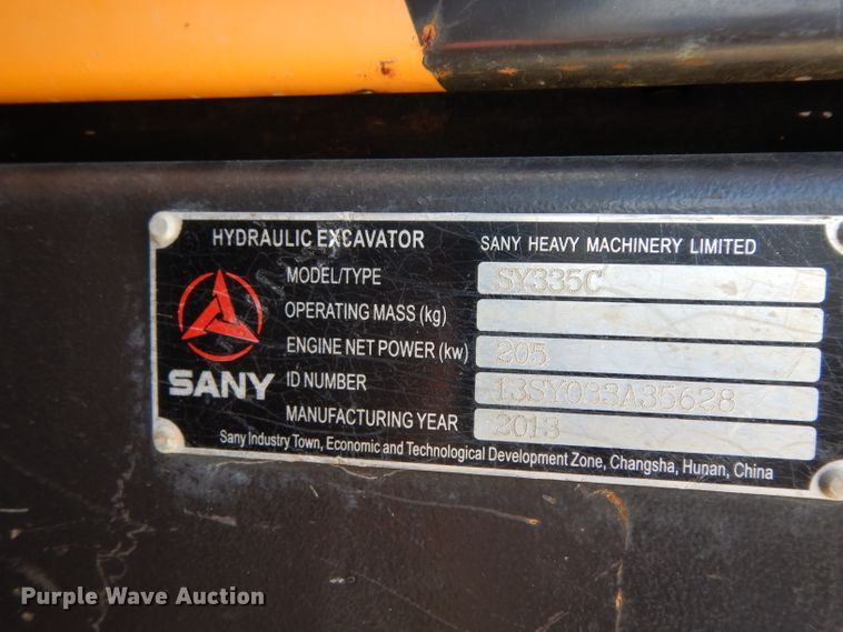 image for item DI8502 2014 Sany 335C  excavator