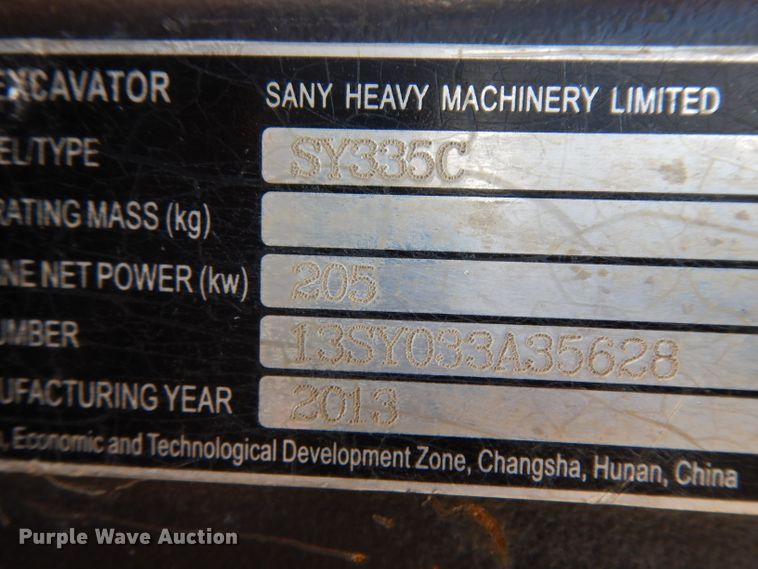 image for item DI8502 2014 Sany 335C  excavator