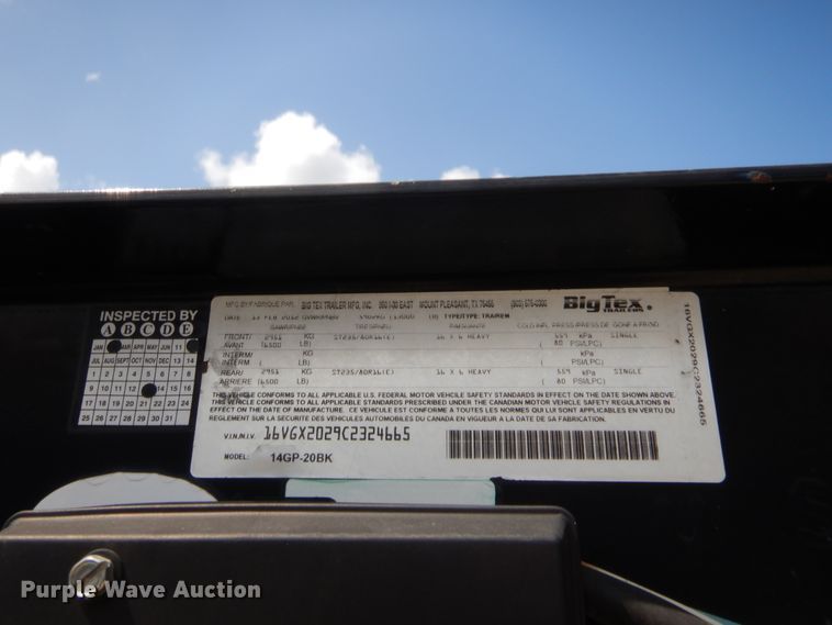 image for item DJ2023 2012 Big Tex equipment trailer