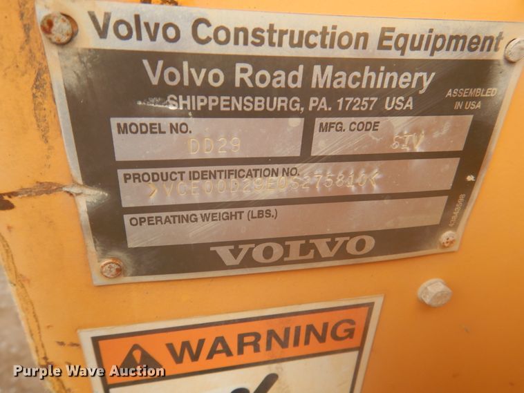image for item DY9512 2011 Volvo DD29  vibratory double drum roller