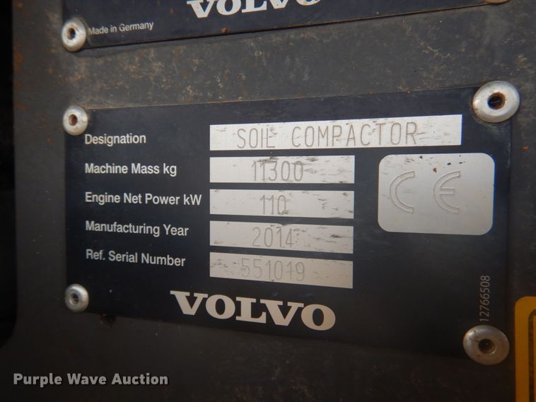 image for item DY9516 2014 Volvo SD115  vibratory single drum roller