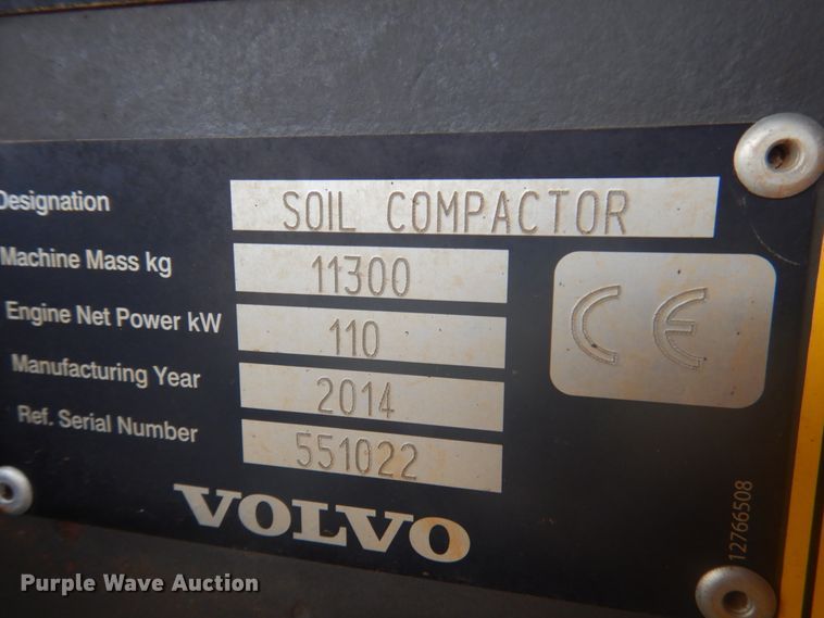 image for item DY9517 2014 Volvo SD115  vibratory single drum roller