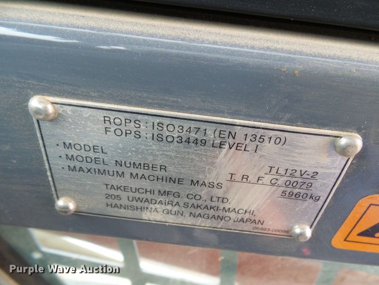 image for item EP9886 2019 Takeuchi TL12V-2  tracked skid steer loader