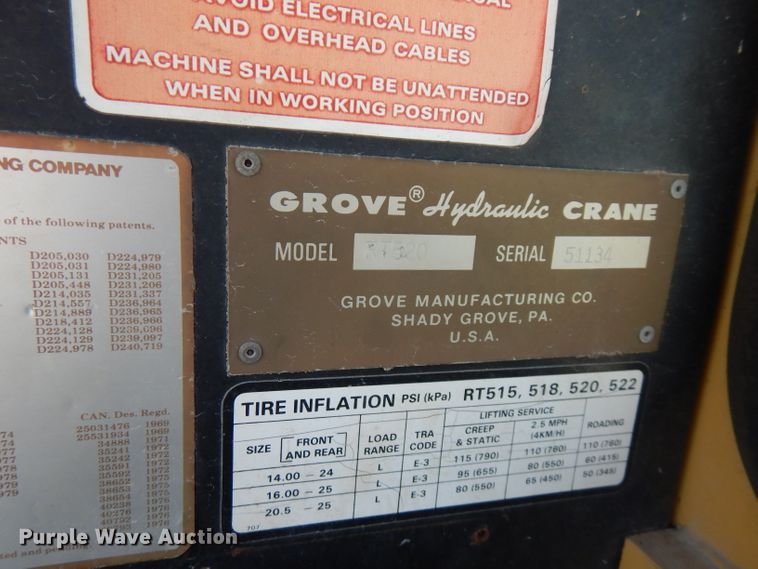 image for item FN9377 1982 Grove RT520 crane