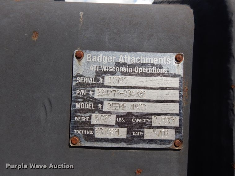 image for item FR9012 2006 Brooks 450D 51"W excavator bucket