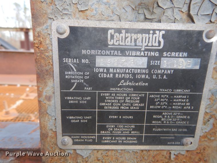 image for item GB9918 Cedarapids vibratory screen