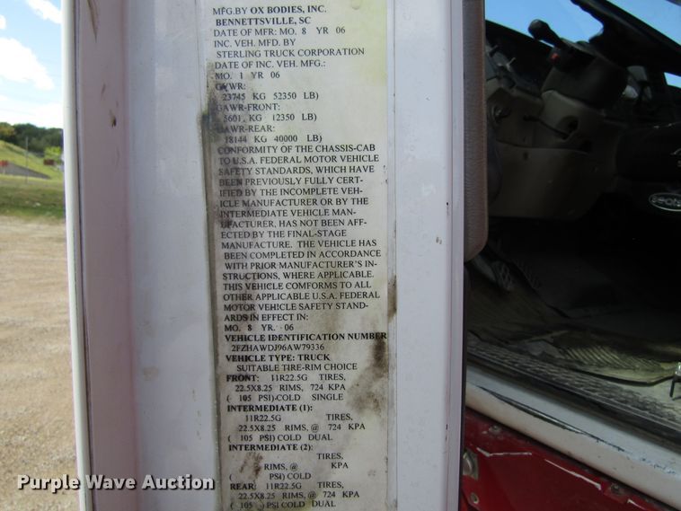 image for item GQ9112 2006 Sterling LT8500  dump truck