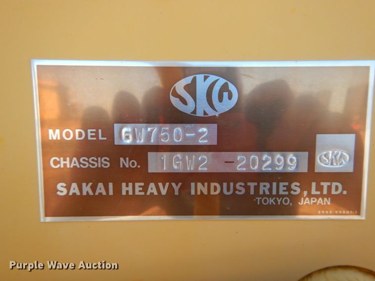 image for item GR9741 2012 Sakai GW750-2  vibratory pneumatic roller