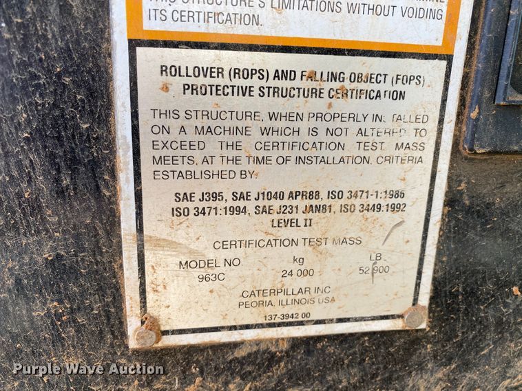 image for item HA9594 2000 Caterpillar 963C  track loader