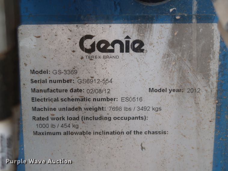 image for item HJ9326 2012 Genie GS-3369RT  scissor lift