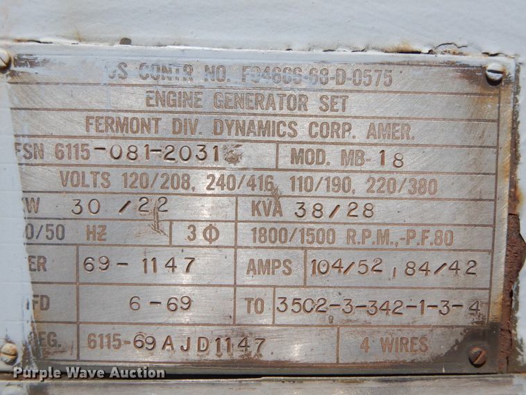 image for item HJ9556 1969 Fermont MB-18  generator
