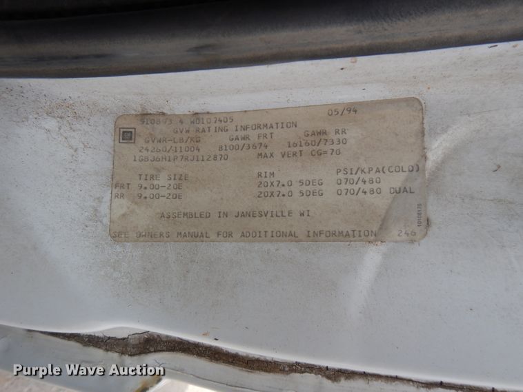 image for item FN9452 1994 Chevrolet Kodiak C5500  dump truck