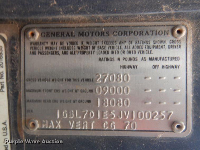 image for item GD9219 1988 Chevrolet C70 dump truck