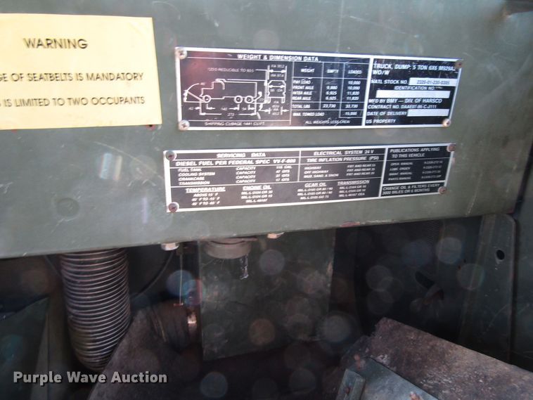 image for item GQ9114 1991 BMY Harsco M929A2  dump truck