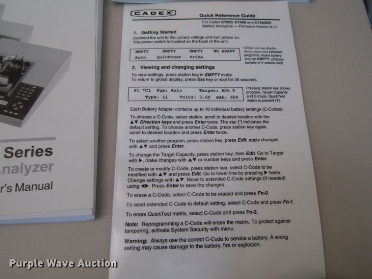 image for item GQ9119 Cadex C7400 series battery analyzer