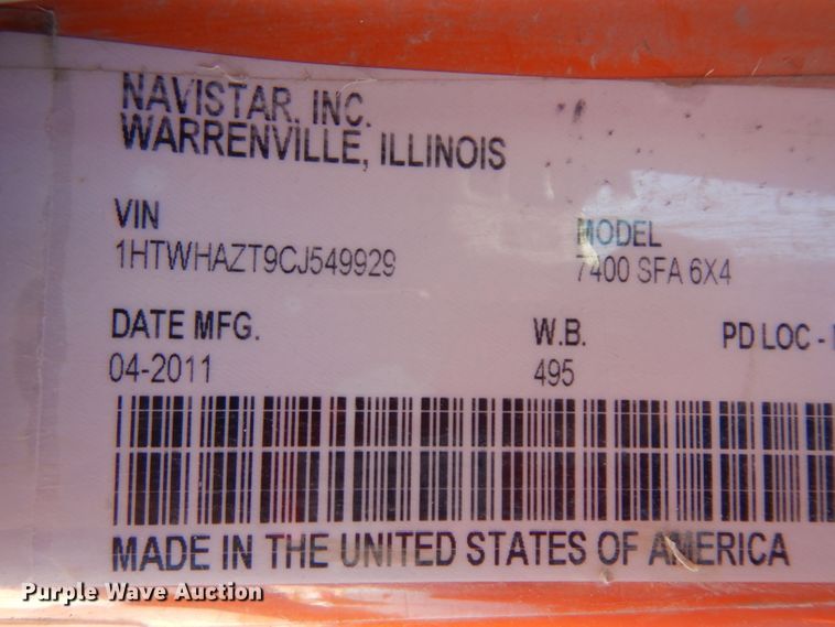 image for item HA9468 2012 International WorkStar 7500  dump truck