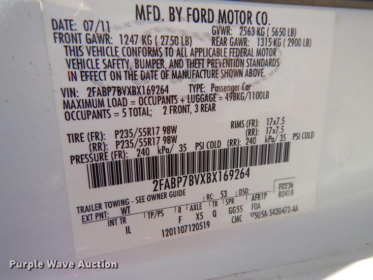 image for item HA9480 2011 Ford Crown Victoria Police Interceptor