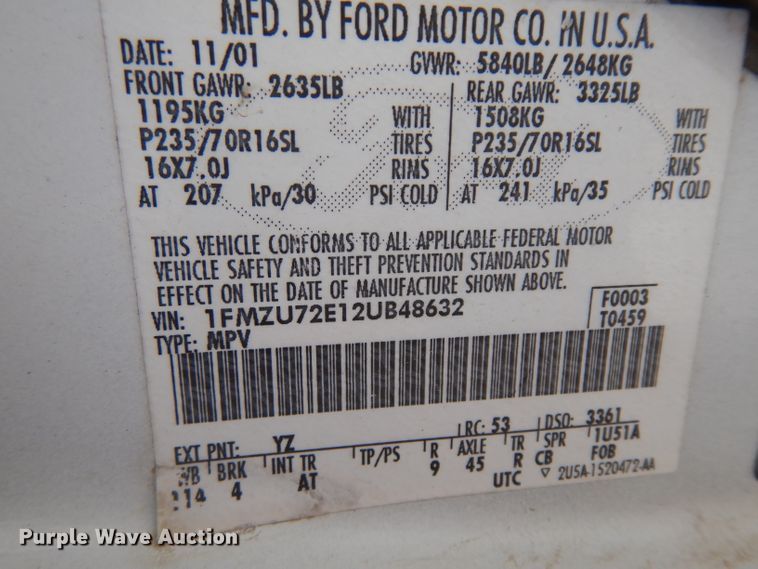 image for item HA9481 2002 Ford Explorer  SUV