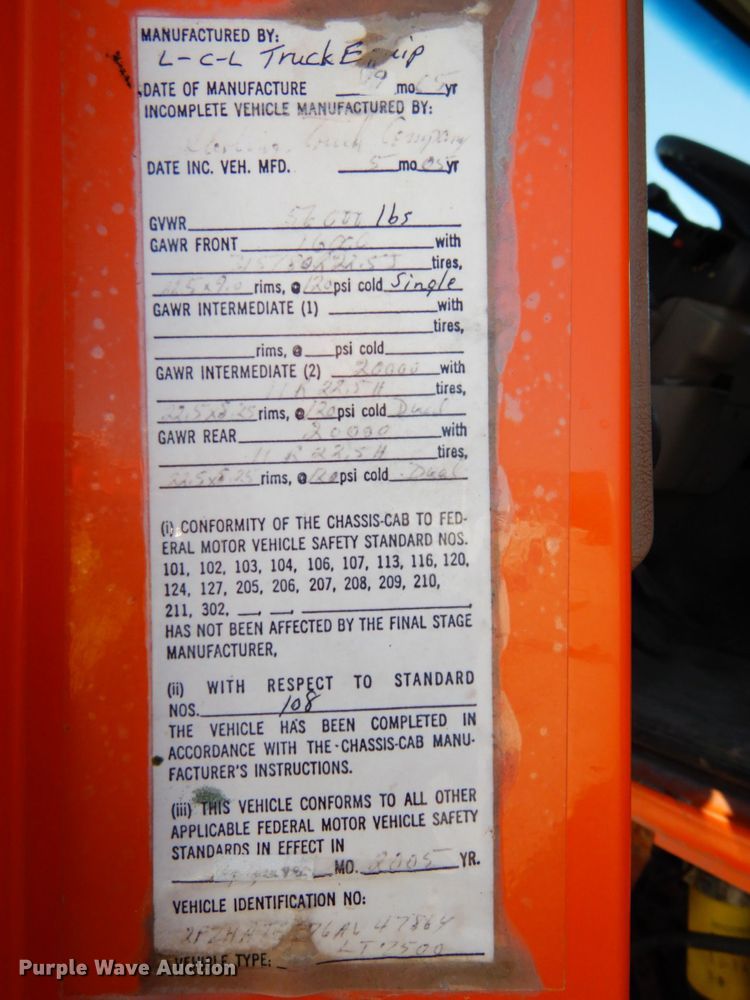 image for item HA9482 2005 Sterling LT7500  dump truck